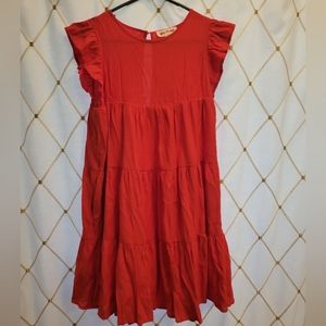 Bright red/burnt orange knee length short sleeve dress. Womens size M